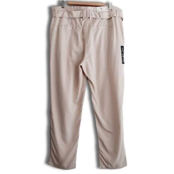 GAP Paper-Bag High Waist Tie Belt Lightweight Crop Pants Cream Sz 16 - Picture 5 of 9